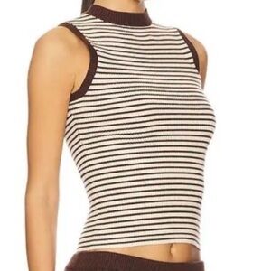 Frankies Bikini Mila Cloud Knit Sleeveless Sweater Top in 70s Stripe Size M